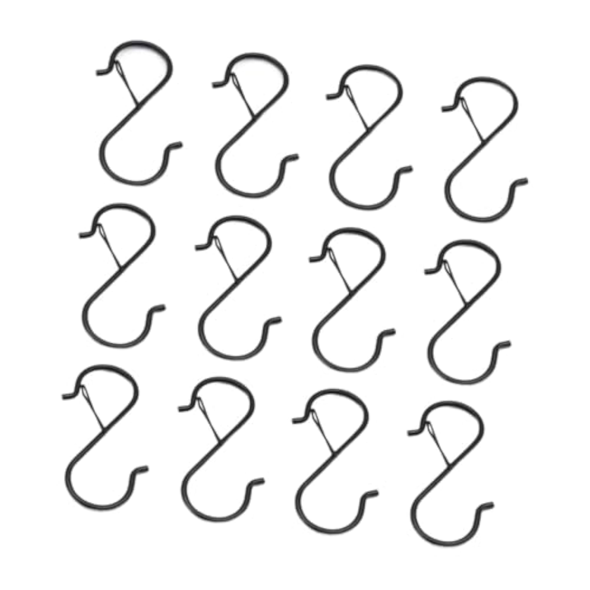 12Pcs Carbon Steel S Hooks for Closet Rod & Kitchenware