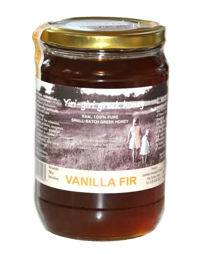 YIRI YIRI GREEK HONEY Miel griega cruda 100% pura - VANILLA FIR 960g (VANILIAS) - la más rara de las mieles griegas del bosque de abeto negro de Mainalo.