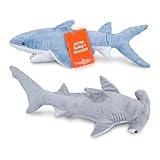 Bedwina Peluches Tiburones – Pack de 2: tiburón mako 35 cm y tiburón Martillo 33 cm, Peluches Suaves para bebés, niños pequeños y niños