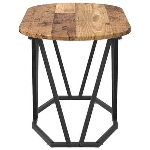 Table basse bois ancien et métal noir 80x40cm style industriel - 7