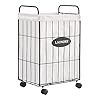 Mxfurhawa Iron Wire Laundry Hamper With Rolling Lockable Wheels, Folding Laundry Storage Basket with Handles,Detachable Liner Collapsible Dirty Laundry Hamper Cart Sorter Clothes Basket Organizer (23.6 inches) Mxfurhawa Iron Wire Laundry Hamper With Rolling Lockable Wheels, Folding Laundry Storage Basket with Handles,Detachable Liner Collapsible Dirty Laundry Hamper Cart Sorter Clothes Basket Organizer (23.6 inches)