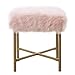 HomePop Faux Fur Square Stool with Metal Legs, Pink