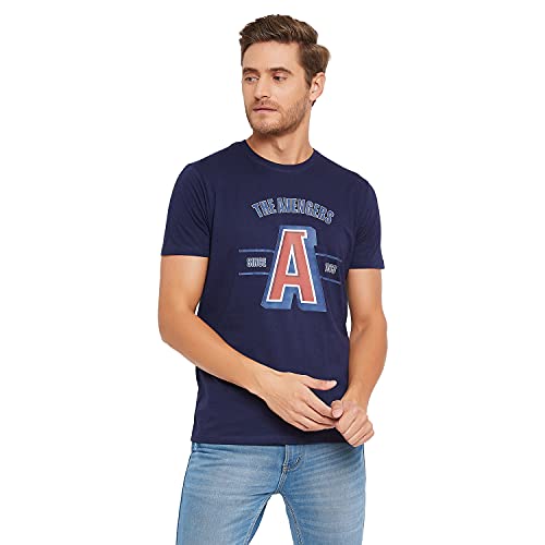 Image of Marvel Avengers by Wear Your Mind Men Round Neck Short Sleeves Knitted T-Shirt