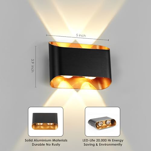 Image of Gesto 4W Waterproof Led Wall Light for Home Decoration - Up Down 2-Way LED Wall Lamp | IP65 Outdoor Fancy Wall Lights for Balcony,Gate,Elevation,Garden,Patio | Decorative Wall Mount Light -Pack of 1