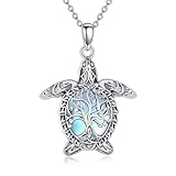 CUPENDA Collar de plata de ley 925 con colgante de filigrana de árbol de la vida, diseño de tortuga marina y búho, joyería para el día de San Valentín para mujer, talla única, Plata esterlina, Sin