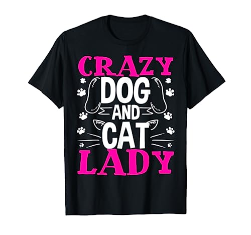 Crazy Cat Dog Lady Funny Mom Owner Gift Cat Lover Christmas Camiseta