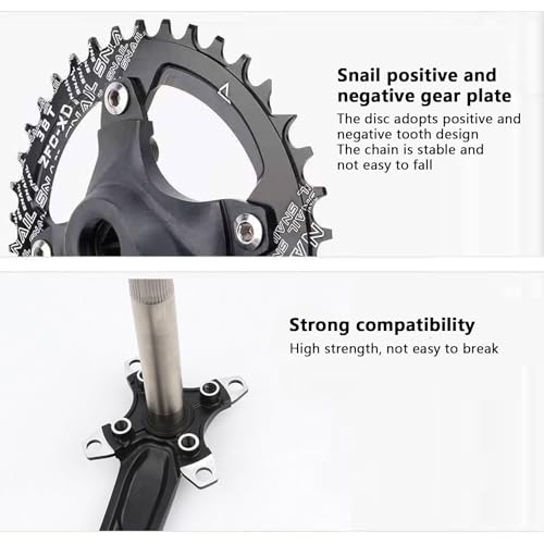 32T Black Mountain Bike 170mm Crankset with 32T Aluminum Alloy MTB Bicycle Crank Narrow Wide CNC Round Chainring Bolts Fit for Road Bike Cycling Crank