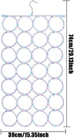 Scarf Hanger with 28 Ring Hole Foldable Belt Hanger Rack Shawl Organiser Ring Rope Slots Holder Wardrobe Space Saving Organiser Non-Slip for Storing Wrap Shawl Tie Belt Scarves Sock (Random Color)