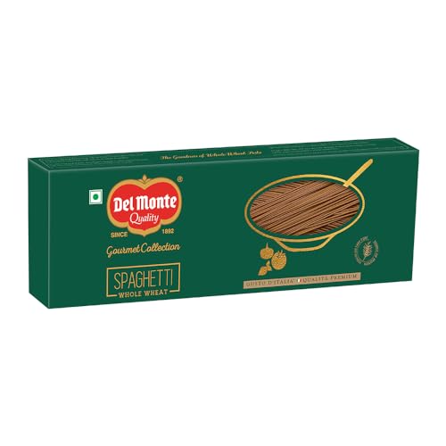 Image of Del Monte Whole Wheat Spaghetti Pasta, 500g | 100% Whole Wheat | Healthy Pasta - No Maida | Gourmet Pasa | High Protein & Fibre | 100% Vegetarian, 0% Cholesterol & Trans Fat (Pack of 3)