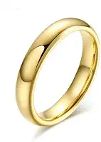 Aliança de Tungstênio Banhada a Ouro 18K, 4mm, Unissex, Casamento, Dourada