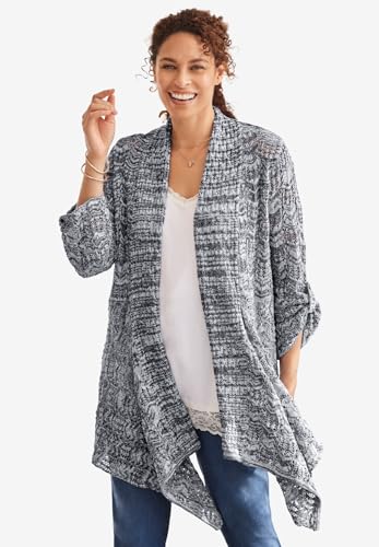 Woman Within Plus Size Open Front Pointelle Cardigan4