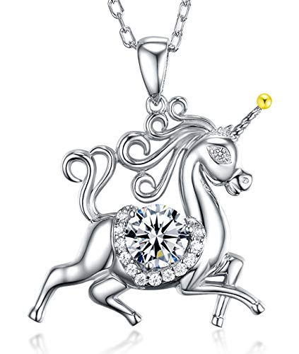 Dorella Unicorn Necklace For Daughter Birthday Gifts Animal Necklace Sterling Silver Simulated Diamond Jewelry #TOP10