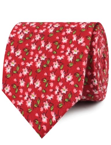 Image of OTAA Floral Necktie Casual Ties for Men - Perfect Neck Tie for Groomsmen Wedding Ties or Formal Occasions
