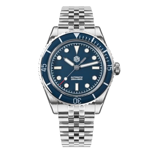 Image of San Martin Watches for Men SN0133G, 40 mm 20 Bar Diver Watch, NH35 Automatic Mechanical Luxury Diving Waterproof Sapphire Crystal Luminous Wrist Watch