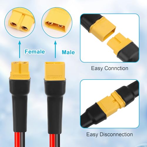Cable XT60 10 AWG alargador conector macho hembra para panel solar y batería RC 6
