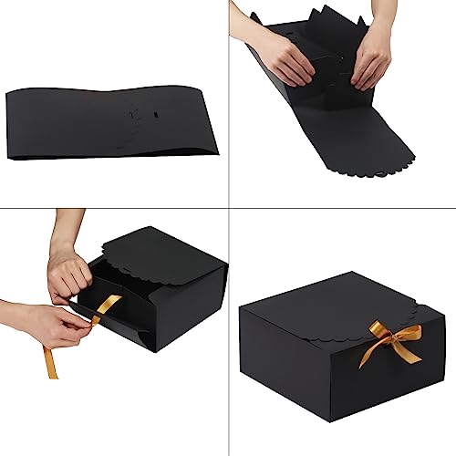 Gift Boxes With Lids, Black Gift Boxes For Present, 8X8X4 Inches, 10 Pack Groomsmen Proposal Boxes With Ribbon Cardboard Gift Boxes For Wedding, Graduation, Mother's Day Birthday Crafting Party(Black) #TOP4