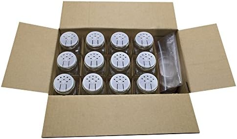 U-Pack 12 pieces of French Square Glass Spice Bottles 6 oz Spice Jars with Silver Metal Lids, Shaker Tops, and Labels by U-Pack
