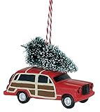 Boston International Christmas Ornament Tree Decoration, 3.5-Inches, Woody Wagon