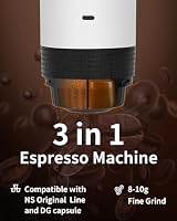 EVERANGE Tragbare elektrische Espressomaschine, Reisekaffeemaschine, kompatibel mit gemahlenem Kaffee und NS-Kapseln (Weiß mit LCD-Display) – Ansicht 2