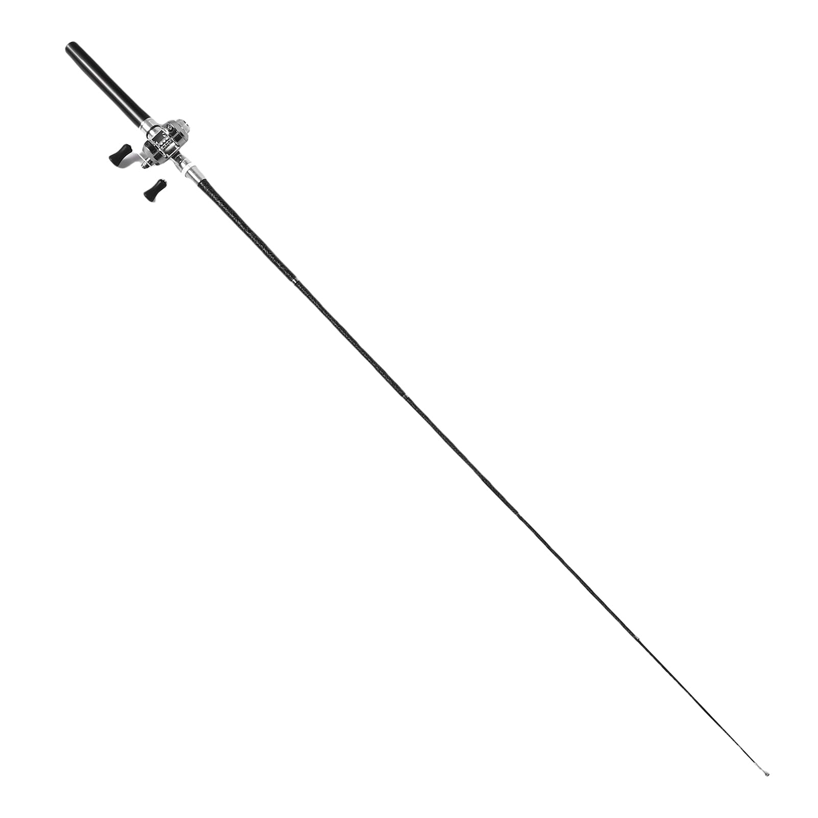 Przenośny Kieszonkowy Teleskopowy od 21 Cm do 95 Cm Mini Pen Fishing Combos i Kołki, Kieszeni na Rybak z Kołowrotkiem, do Połowy Lodowej River Lake i Tak Dalej (BLACK)