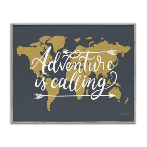 Adventure Calling World Map Arrows, 16 x 20 Inch Framed Giclée Print