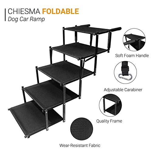 Chiesma Dog Stairs For Car,Portable Pet Stairs For Large Dogs,Foldable Accordion Pet Ladder,5 Dog Steps For Car,Suv,Trucks,High Beds,Dog Car Ramp With Strength Frame Supports Up To 200 Lbs #TOP1