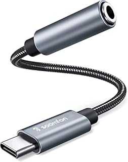 SOOMFON USB C to 3.5mm Jack Headphones Adapter Type USB C Headphones Jack Audio Adapter, for Pad Pro 2020, Galaxy S20+ 20 Note 20, Pixel 4 XL, Mate 40 Pro