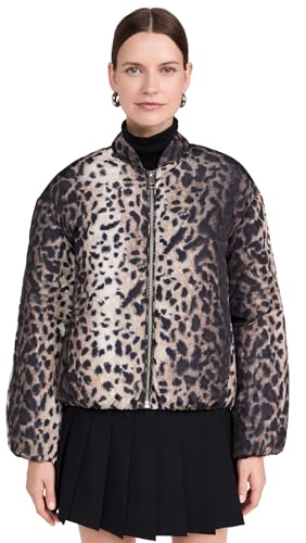 Apparis Women's Leni Leopard Padded Bomber Jacket, Leopard, S