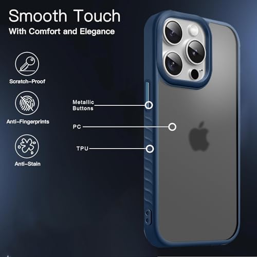 Image of KARWAN️ Shockproof Back Case Cover for iPhone 14 Pro | Camera Protection Bump |Shockproof Back Case Cover for iPhone 14 Pro - Blue