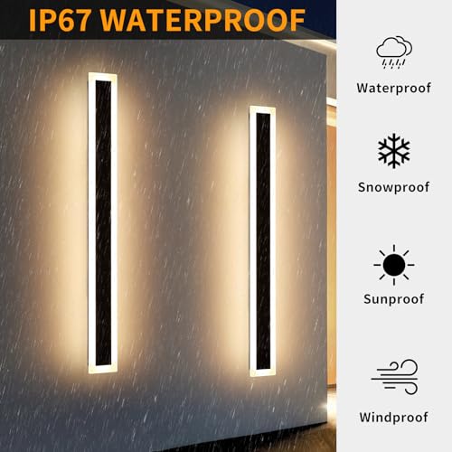 Mikeru Upgraded Widened 2pack 57inch Long LED Wall Light Fixtures, 3000k Exterior Lighting Fixtures Ip65 Waterproof Rust Outdoor Light Fixtures Hardwire Wall Mount Porch Lights Outdoor for Garage by Mikeru - Image 4