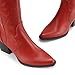 DREAM PAIRS Womens Cowboy Boots Wide Calf Comfortable Pull On Zipper Chunky Heel Pointed Toe Embroidered Western Cowgirl Knee High Boots Ladies Retro Tall Boot,Size 9,Red,SDKB224W