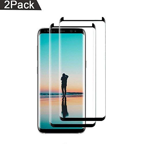 [2-Pack] Galaxy S8 Plus Screen Protector, Tempered Glass Screen Protector 9H Hardness/Anti-Scratch/Anti-Bubble/3D Curved/Ultra Clear for Samsung Galaxy S8 Plus (Black)