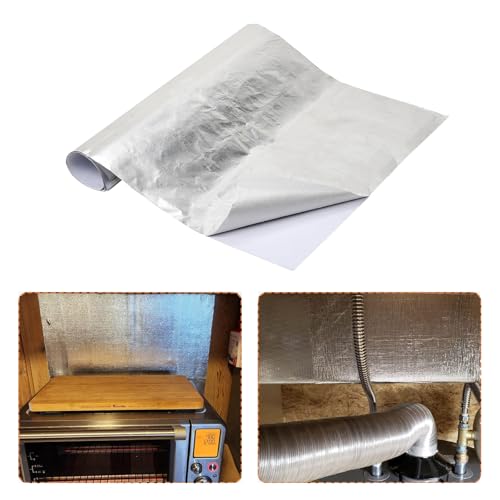 Blueshyhall Esterilla de protección térmica autoadhesiva, 60 x 200 cm, ignífuga, lámina aislante térmica, lámina de aluminio de fibra de vidrio, protección térmica, chapa para coche, motor, tubo