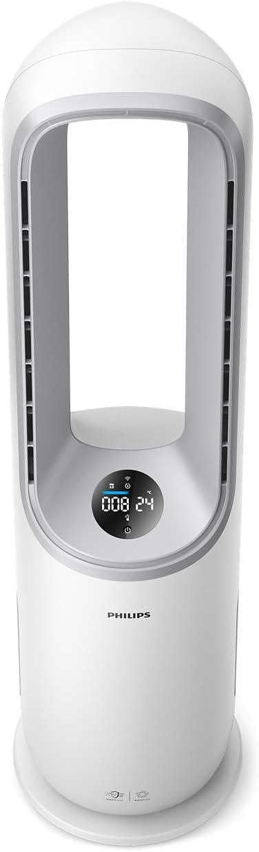 Philips Purificateur d'air Série 7000 - Purificateur & Ventilateur 2en1, jusqu'à 70 m², Élimine 99,97% des Allergènes et Polluants, Filtre HEPA, Capteurs Intelligents, Appli Air+, Blanc (AMF765/10)