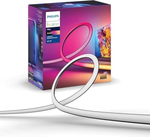 Philips Hue Gradient LED LightStrip (Sync with TV, Music and Gaming), Hue Hub & Hue Sync Box Required (65Inch) (Renewed)