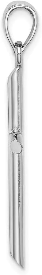 Solid 10k White Gold Tubular Cross Pendant Charm - Image 2