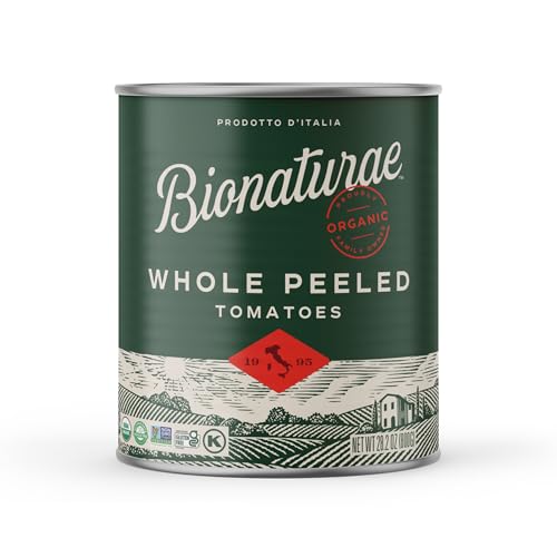 Bionaturae Organic Whole Peeled Tomatoes - Whole Peeled Tomatoes Canned, Tomatoes Organic, Keto Friendly, Non-GMO, No Added Sugar, No Added Salt, Made in Italy - 28.2 Oz