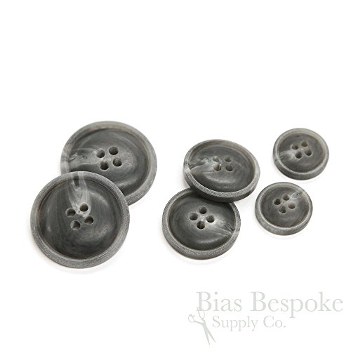 Set Of 11 Matte Dark Gray Convex Buttons For Suits And Coats, Made In Italy #TOP1
