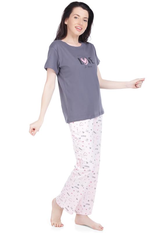 Image of Bedtime story Cotton Night Suit for Women Girls | Women's Cotton Printed Pant & Top Night Suit Set Pyjama Set Sleepwear Nightwear Nightdress Loungewear
