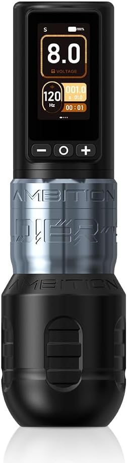 Ambition Soldier 270 Rotary Tattoo Gun Wireless Tattoo Machine 270 g.cm Torque Brushless Motor With 4.0mm Stroke 2400mAh Touch Screen Battery for Professional Artist