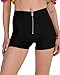 iHeartRaves Black High Waist Zipper Booty Shorts Dance Bottoms (Small)