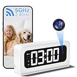 ILWUT Smart Clock Camera,5G&2.4G WiFi Security Camera Indoor,2K Cameras for Home Security,3 in 1 Nanny Cam with Alarm Two-Way Talk,Color Night Vision Human Motion Detection,Local SD Recording
