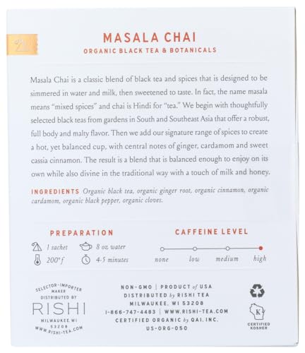Té masala chai orgánico 15 saquitos pack de 6 miniatura 4