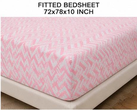 Image of NEW LEAF Cotton Fitted King Bedsheets with 2 Pillow Covers | Elastic Fitted | Wrinklefree | Ultrasoft |Winter Bedsheet 200 to 220 tc Floral | 78x72+10 Inches, Blush Pink