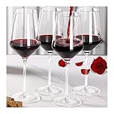 Physkoa Red and White Wine Glasses Set of 4 - Italian Wine Glasses - Crystal Wine Glasses - Long Stem Wine Glasses - Bordeaux Wine Glasses - 14oz Clear Wine Glasses – Designed in Europe.