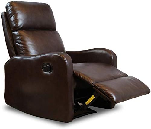 BONZY Recliner Chair Contemporary Black Leather Recliner Chair for Modern Living Room