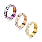 argollas matrimonio en acero inoxidable cali Material: questo anello rotante satinato a strisce adotta il processo di placcatura sottovuoto, il colore è brillante e non sbiadisce e la parete interna è progettata con un arco circolare, che è più comodo da indossare. alta calidad ed è privo di nichel, quindi è perfetto per chi soffre di allergie.
