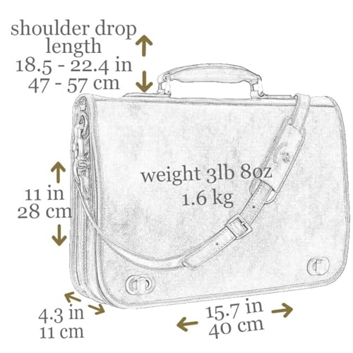 Time Resistance Leather Briefcase for Men - Italian Full Grain Leather Laptop Bag - Messenger Bag - Gift Box Included
