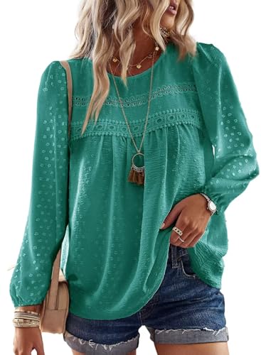 Image of Falechay Womens Tops Flowy Boho Dressy Casual Lace Cute Long Sleeve Shirts