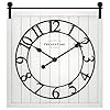 PresenTime & Co Farmhouse Barn Door Clock, Shiplap Style, White Color, Silent No Ticking, 3D Arabic Numeral, 23" H x 21" W